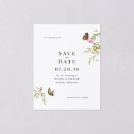 Rustic Butterfly Garden Save the Date Petite Cards Pure White Signature smooth Blank No Standard