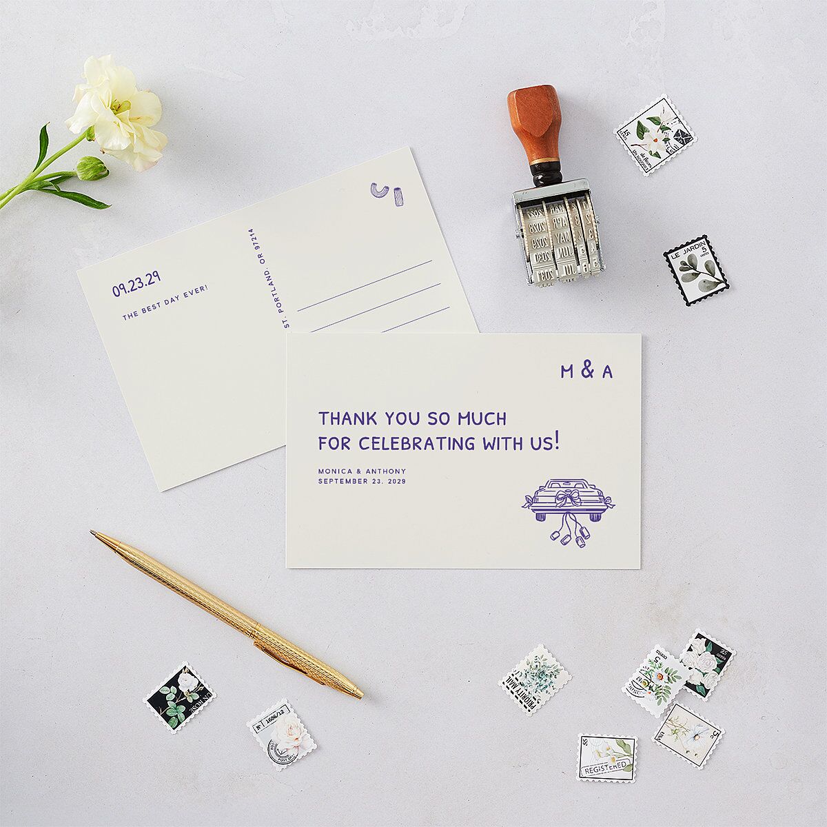 Hand Drawn Recipe Thank You Postcards Sapphire