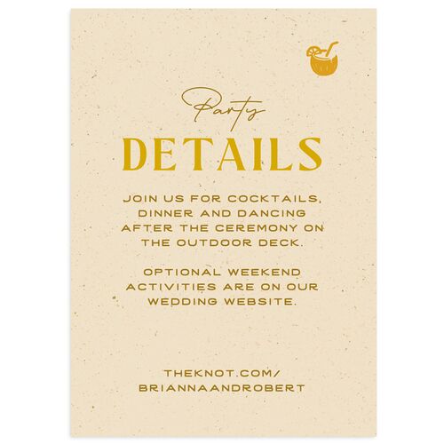 Beach Party Wedding Enclosure Cards Sand Signature Standard