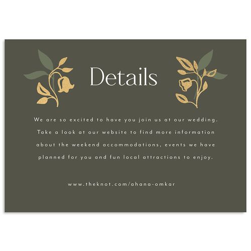 Rustic Nouveau Wedding Enclosure Cards Gold Hunter Green Signature