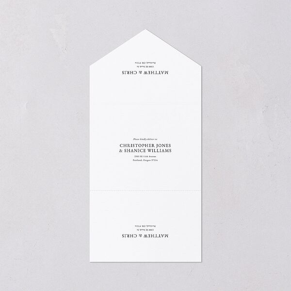 Classically Stated All-in-One Wedding Invitations Pure White No Signature Light Both Recipient and Return Addresses
