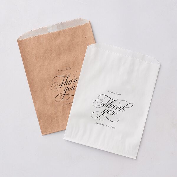 Exquisite Calligraphy Favor Bags White Pure White Wax-Lined Food Safe Paper