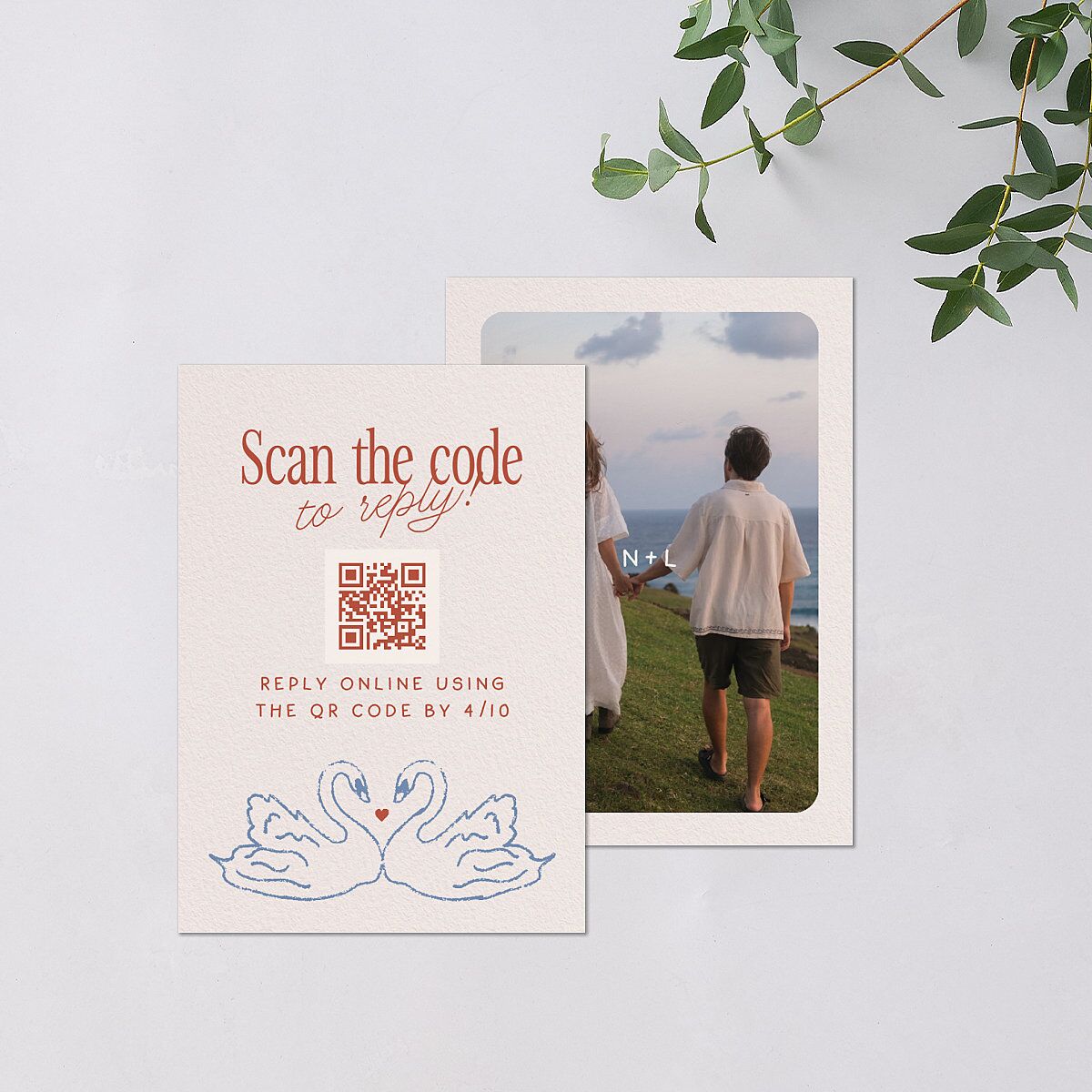 Modern Delicate Bows QR Code RSVP Cards Jewel Red Signature Standard