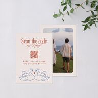 Modern Delicate Bows QR Code RSVP Cards Jewel Red Signature Standard