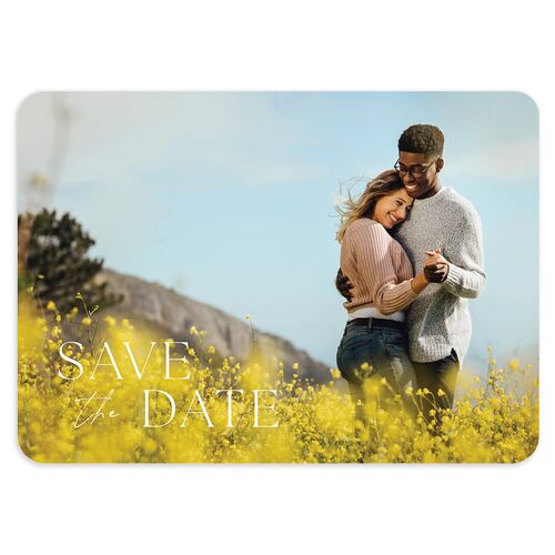 Wildflower Border Save The Date Cards Peach Pink Signature smooth Blank No Rounded