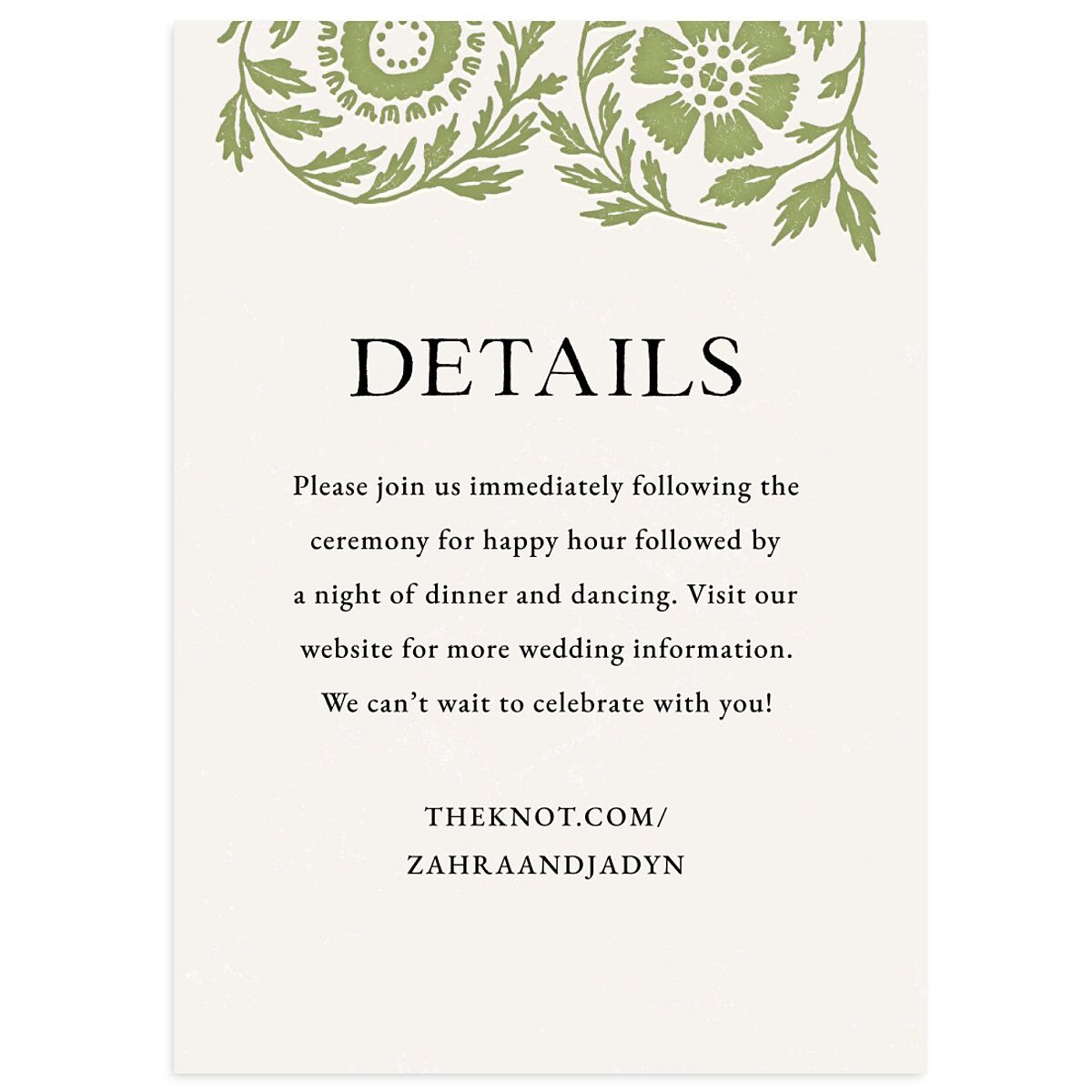 Block Print Wedding Enclosure Cards