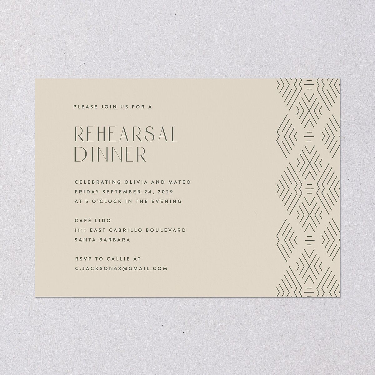 Boho Texture Rehearsal Dinner Invitations Deep Olive Signature Blank