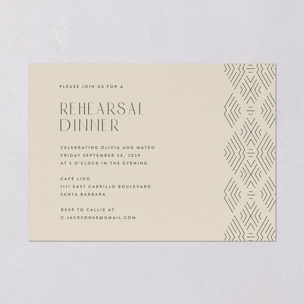 Boho Texture Rehearsal Dinner Invitations Deep Olive Signature Blank