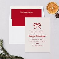 Dainty Bow Holiday Holiday Cards Maroon Signature Blank Standard Portrait
