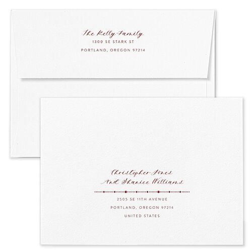 Christmas Grid Holiday Card Envelopes Blue Rust Both Recipient and Return Addresses Standard Signature