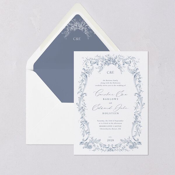 Antique Victorian Botanical Euro Envelope Liners Dusty Blue Luxe