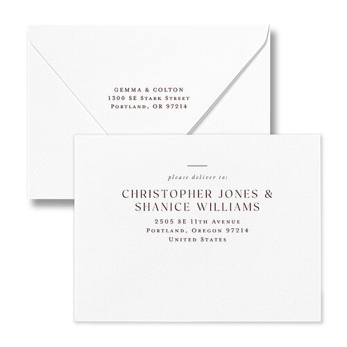 Vintage Minimalist Picture Gallery Thank You Card Euro Envelopes Burgundy White Recipient Address Luxe Signature