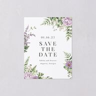Floral Fern Frame Save the Date Petite Cards Purple Petal Signature smooth Blank No Standard