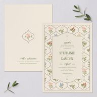 Floral Vintage Lattice Wedding Invitations Champagne Signature Blank No Standard
