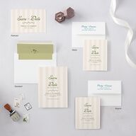 Cabana Stripes Save the Date Petite Cards Olive Signature smooth Blank Standard