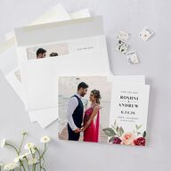 Vibrant Floral Save The Date Cards Deep Claret Signature smooth Blank No