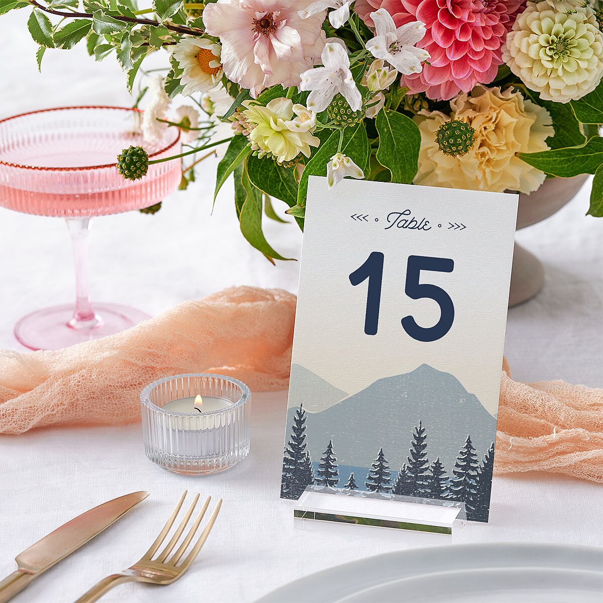 Vintage Mountain Table Numbers Dusty Blue Signature
