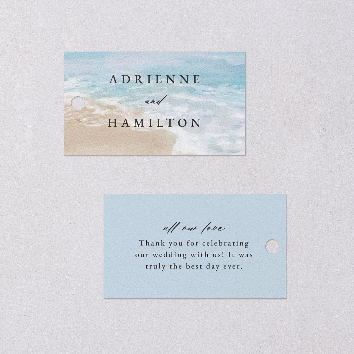 Beach Monogram Favor Gift Tags Baby Blue Signature