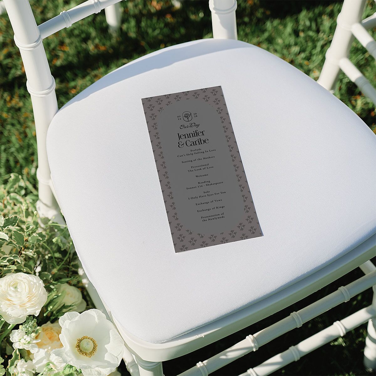 Vintage Romantic Photo Wedding Programs Medieval Grey Signature