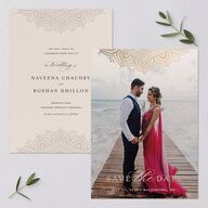 Indian Gilded Adornment Save The Date Cards Gold Sand Signature smooth Blank No Standard