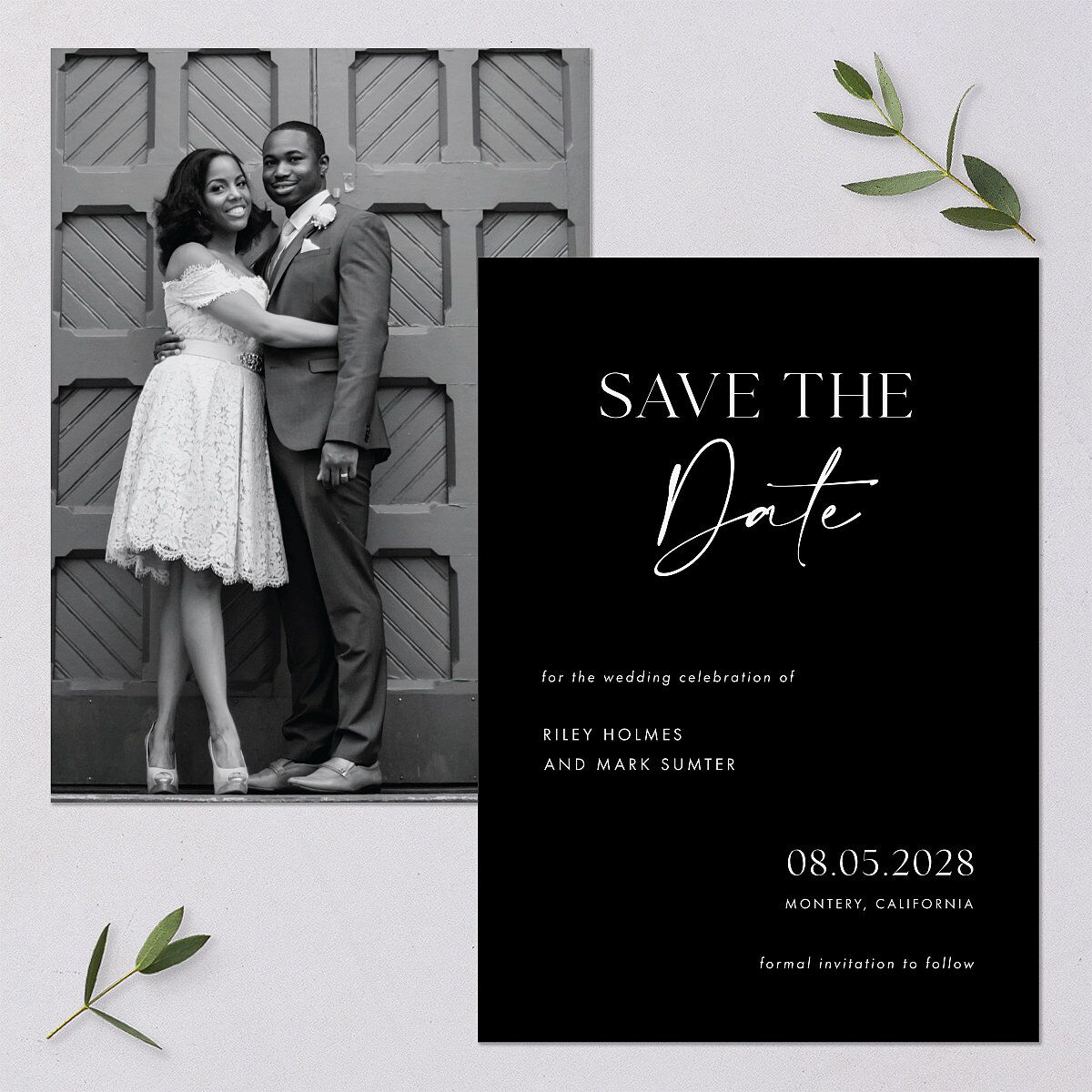 Modern Contrast Save The Date Cards Midnight Signature smooth Blank No Standard
