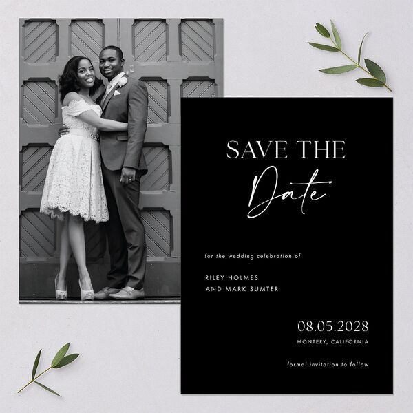 Modern Contrast Save The Date Cards Midnight Signature smooth Blank No Standard