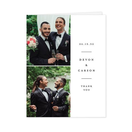 Elegant Photo Sidebar Thank You Cards Pure White