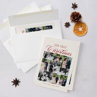 First Christmas Photo Gallery Holiday Cards Jewel Red Signature Blank Standard