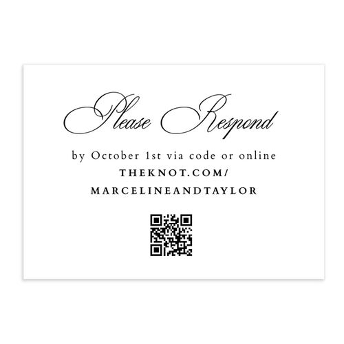 Classic Champagne with Bows QR Code RSVP Cards Pure White Signature Standard