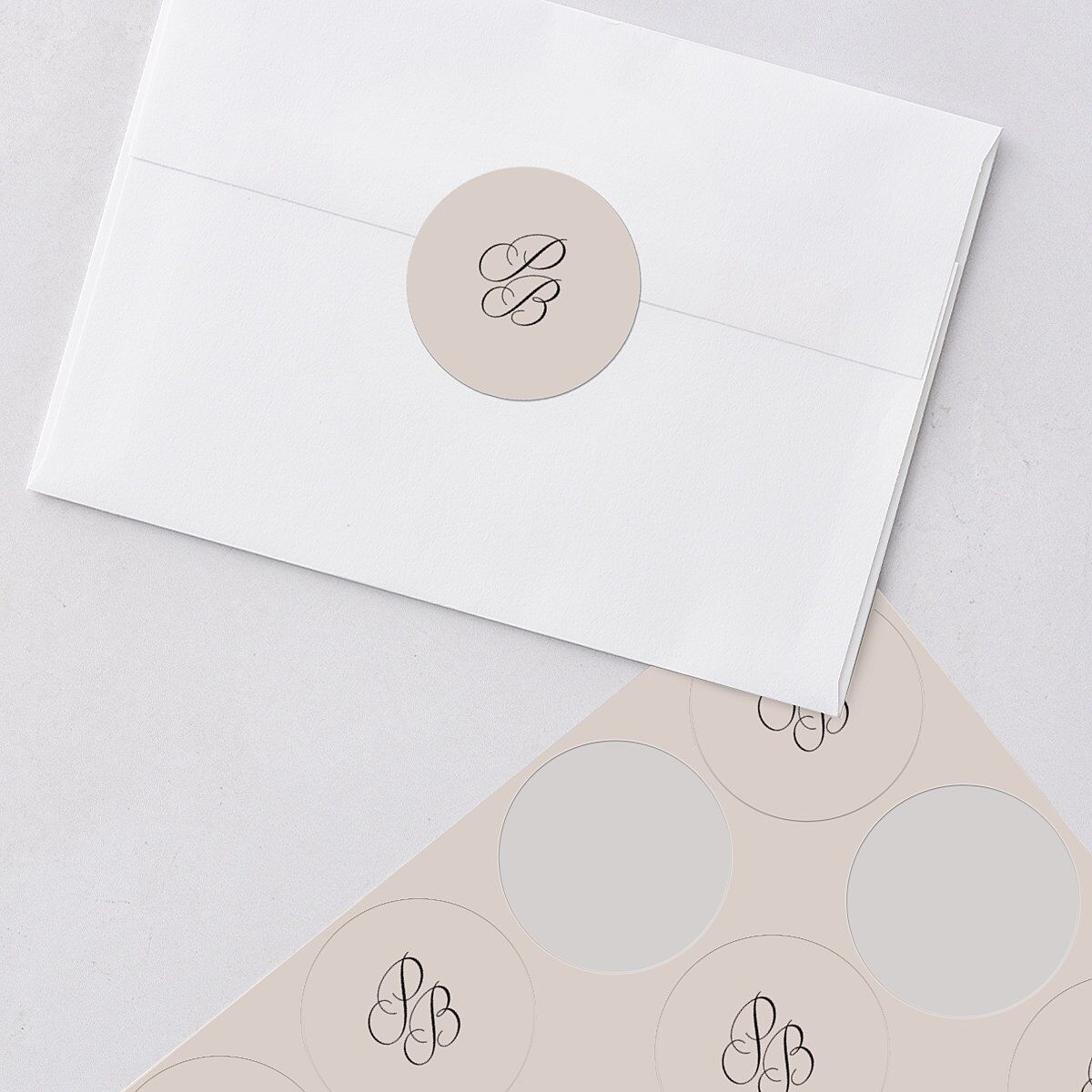 Vintage Script Wedding Stickers Midnight Circle