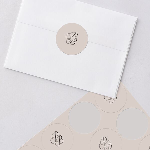 Vintage Script Wedding Stickers Midnight Circle