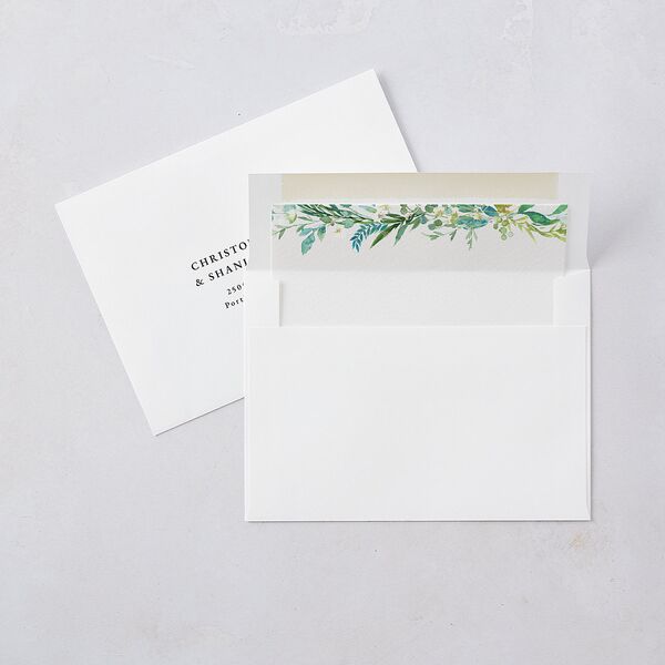 Leafy Monogram Hoop Envelope Liners Pure White Standard