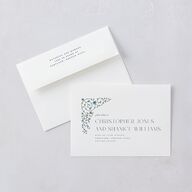 Ornate Threshold Bridal Shower Invitations Moody Blue Signature Blank Standard