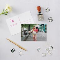 Stay For The Party Save the Date Postcards Hot Pink