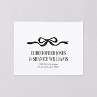 Whimsical Hand Drawn Bow All-in-One Wedding Invitations Linen Signature Light Both Recipient and Return Addresses No