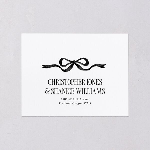 Whimsical Hand Drawn Bow All-in-One Wedding Invitations Linen Signature Light Both Recipient and Return Addresses No