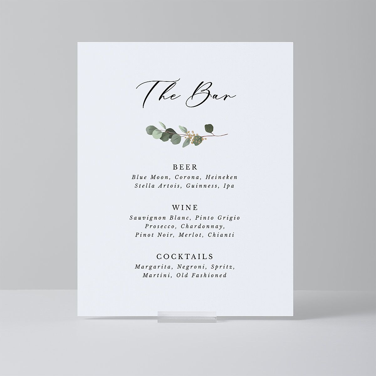 Eucalyptus Frame Standard Tabletop Sign Small