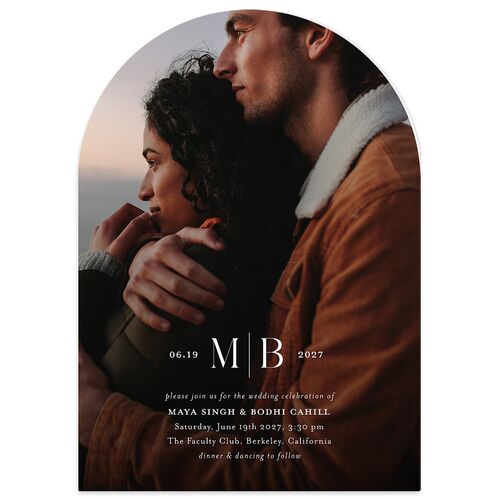 Monogram Portrait Wedding Invitations Burgundy Signature Blank No Arch