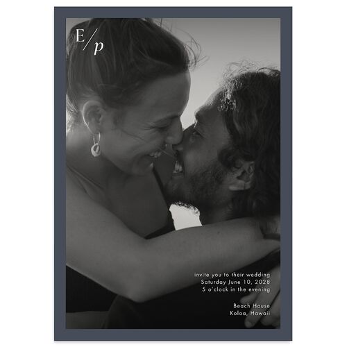 You and Me Wedding Invitations Midnight Navy Signature Blank No Standard
