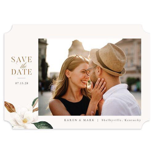 Southern Magnolia Save The Date Cards Mist Signature smooth Blank No Ticket