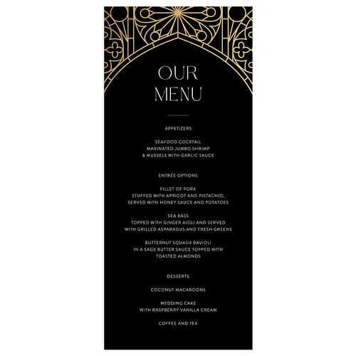 Chapel Arch Menus Gold Licorice Signature