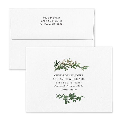 Leafy Hoops Save the Date Magnet Envelopes Blue Peony Recipient Address Signature Standard