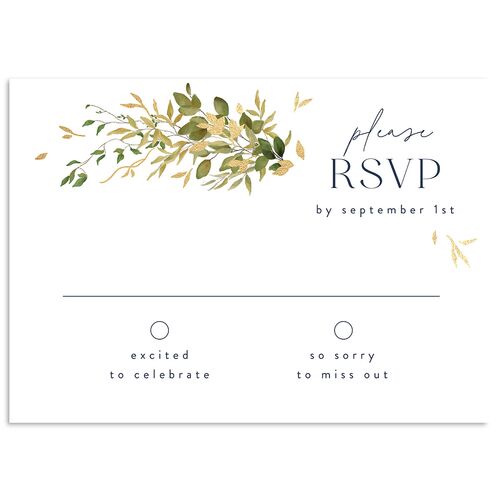 Harvest Crescent Foil Wedding Response Cards Gold Moody Blue Signature Standard