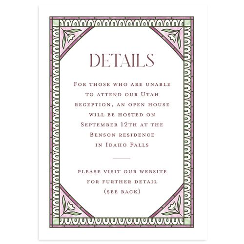 Church Stained Glass Wedding Enclosure Cards Mauve Signature Standard