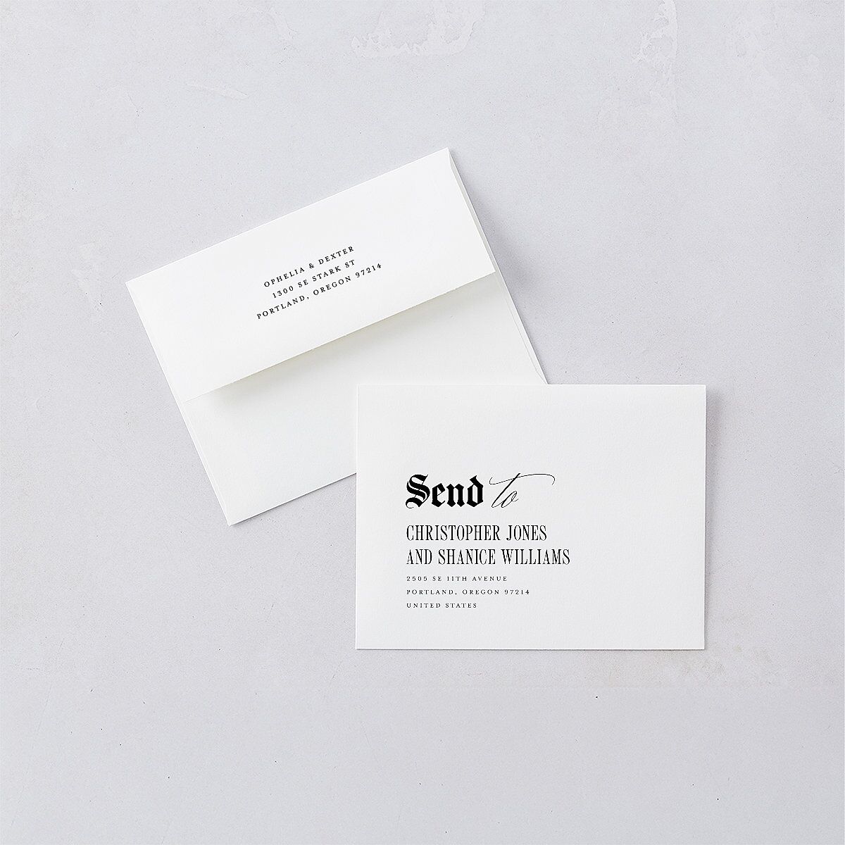 Til Death Gothic Photo Save the Date Petite Card Envelopes White Sand Both Recipient and Return Addresses Signature Standard