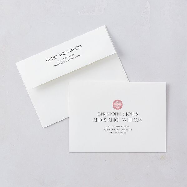 Chinese Lucky Circle Save The Date Cards True Red Signature smooth Blank No Standard