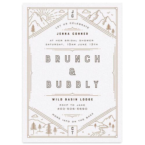 Iconic Mountain Bridal Shower Invitations Deep Bronze Signature Blank Standard