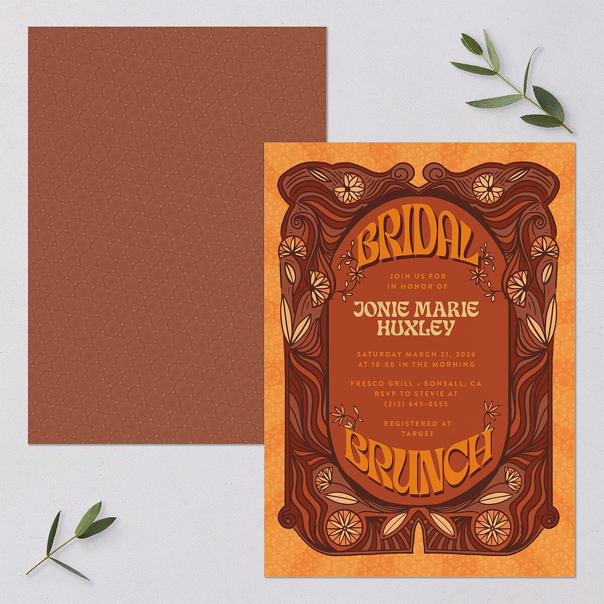 Wedstock Bridal Shower Invitations Red Clay Signature Blank