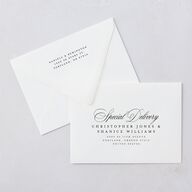Modern Classic Picture Portrait Save The Date Card Euro Envelopes White Pure White Both Recipient and Return Addresses Luxe Signature