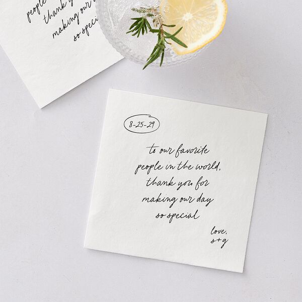 Sunny Day Modern Script Cocktail Napkins Pure White Napkin Uncoined